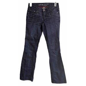 Refuge Knock Out Skinny Boot Cut Jeans Women's Size 0 Blue Dark Wash Cowgirl